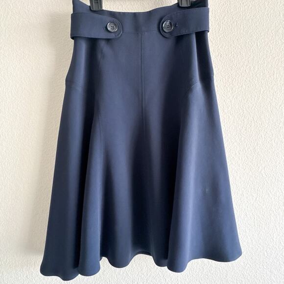 Karen Millen Navy Blue A-Line Flared Skirt US 6 | Button Waist Detail | Elegant - Picture 5 of 13